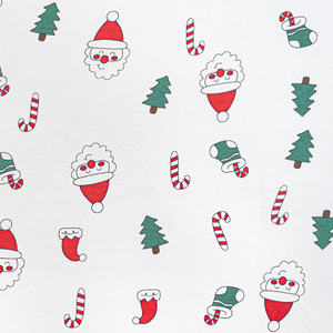 40S Printed Combed brushed Interlock fabric-white background-Santa Claus