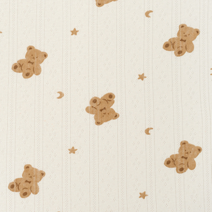 Printed Vertical Bar Rib Jacquard Fabric-Star Bear