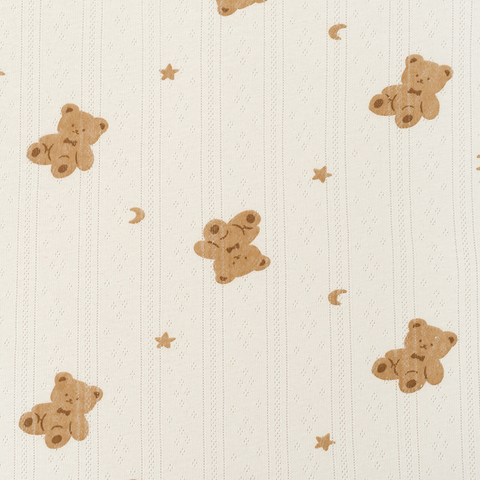 Printed Vertical Bar Rib Jacquard Fabric-Star Bear