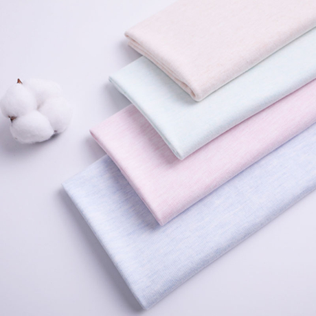 Plain Cloth Materials Soft Stock Yarn Dyed 100% Cotton Interlock Knit Fabric for Baby Suit