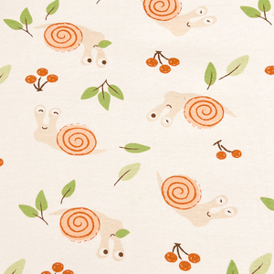 40S Printed combed brushed Interlock fabric-Green-leafed snails