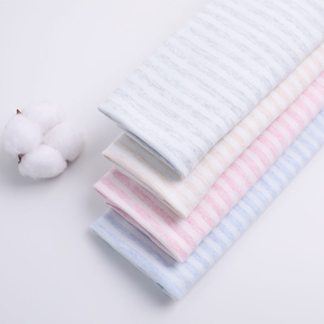 0.5cm stripe Yarn dyed 100% cotton interlock knit fabric for baby suit