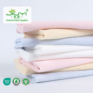Factory Price 4 Dots Jacquard 100cotton Custom Rib Knit Fabric for Baby Jumpsuits