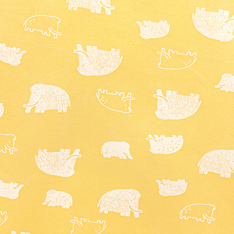 40S Printed combed brushed Interlock fabric-Elephant with yellow background