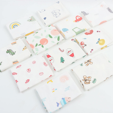 Factory Direct Sale 40S Printed Combed Brushed Interlock Fabric White Background for Baby Underwear And Sleeping Bag