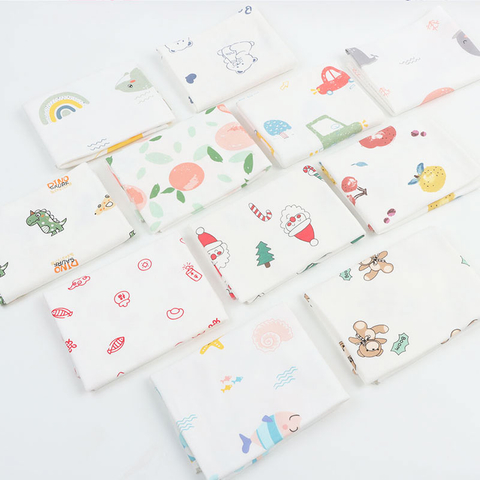 Factory Direct Sale 40S Printed Combed Brushed Interlock Fabric White Background for Baby Underwear And Sleeping Bag