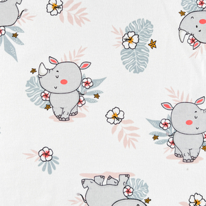 70%Bamboo30%C Printed Single Jersey Fabric-Baby rhinoceros