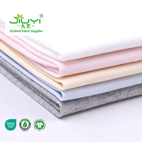 New products Organic cotton Gots soft and breathable plain knit stretch cotton baby cloth jersey fabric