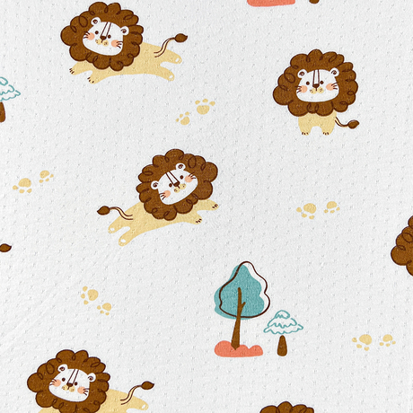 Printed dot jacquard Bamboo single jersey fabric-Happy Lion