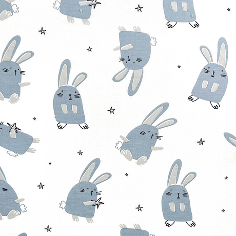 40S Printed Spandex Banmboo Single Jersey Fabric-Little Blue Rabbit