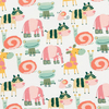 40S Printed Combed Interlock Fabric-Pink Elephant