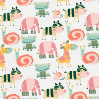 40S Printed Combed Interlock Fabric-Pink Elephant