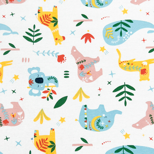 40S Printed Interlock Fabric-Colorful Animals