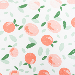 40S Printed Combed Brushed Interlock Fabric-white Background-Peach