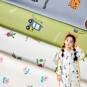 Soft Custom Pattern Cartoon Printed Kids 95% C 5% Sp Cotton Spandex Brushed Knit Fabric for Kid Clothes Bedding