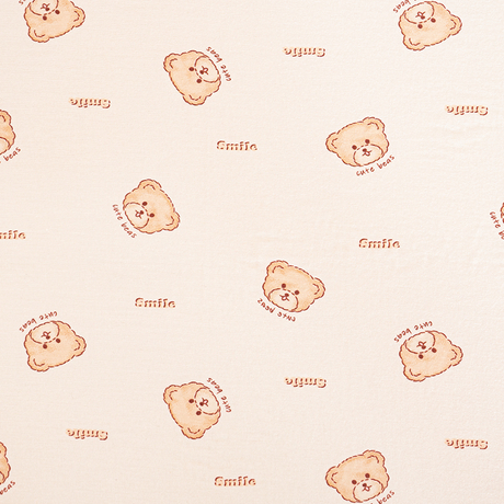 50s Lyocell Printed Jersey Fabric-Plush bear head
