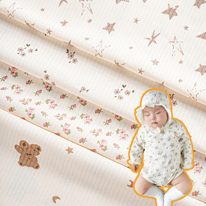 Pure Cotton Ribbed Interlock Fabric | Fresh Style Printed Fabric for Baby Kids' Garments Loungewear Pajamas Pants Camisoles