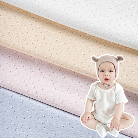 Factory Price 4 Dots Jacquard 100cotton Custom Rib Knit Fabric for Baby Jumpsuits