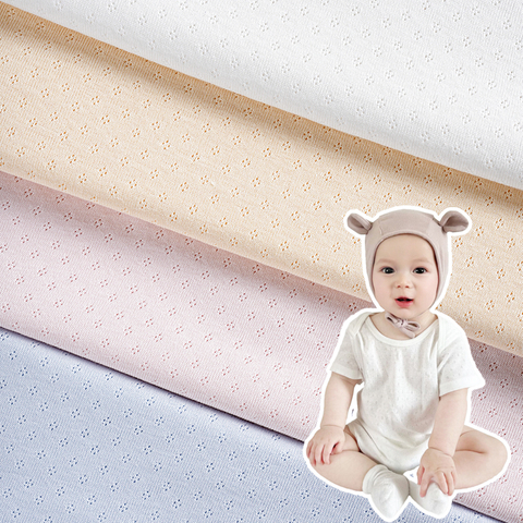 Factory Price 4 Dots Jacquard 100cotton Custom Rib Knit Fabric for Baby Jumpsuits