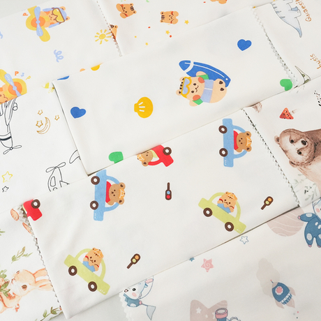 40S 100Cotton Printed Baby Crawling Clothes Saliva Towel Latex Pillowcase Cotton Knitted Fabric