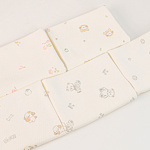 Cartoon Printed Bubble Waffle Fabric Stretch Cotton Baby Jacquard Knitted Fabric for Baby Clothing And Pajamas