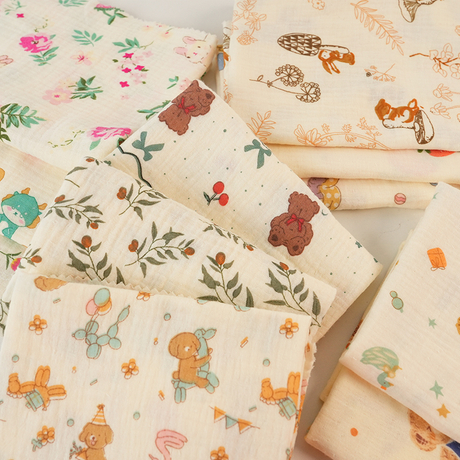 New Product 100%cotton Gauze Woven Baby Fabric Baby Bath Towel Crepe Kids Blanket Baby Nap Swaddle Cloth Fabric Muslin Fabric