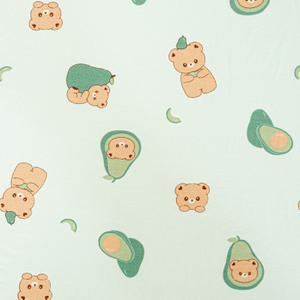 50s Lyocell Printed Jersey Fabric-Avocado bear