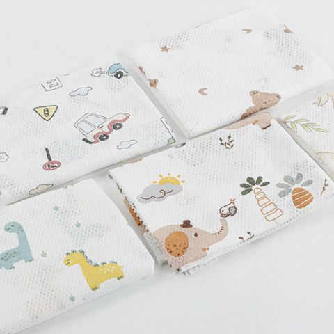 100% Cotton Cartoon Printed Mesh Fabric for infants & kids' T-shirts, rompers and sun-proof clothes