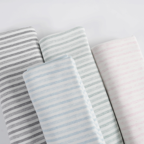 95% Cotton 5% Spandex Double-sided Elastic Knit, Yarn-dyed Striped Soft Fleece for Baby Sleepwear & Loungewear